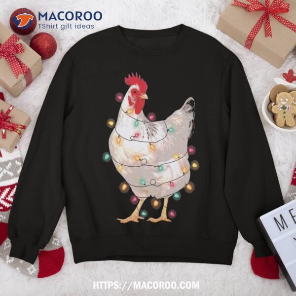 Chicken Christmas Lights With Santa Hat Funny Pajamas Sweatshirt