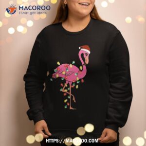 christmas animal flamingo fairy lights hat sweatshirt sweatshirt 2