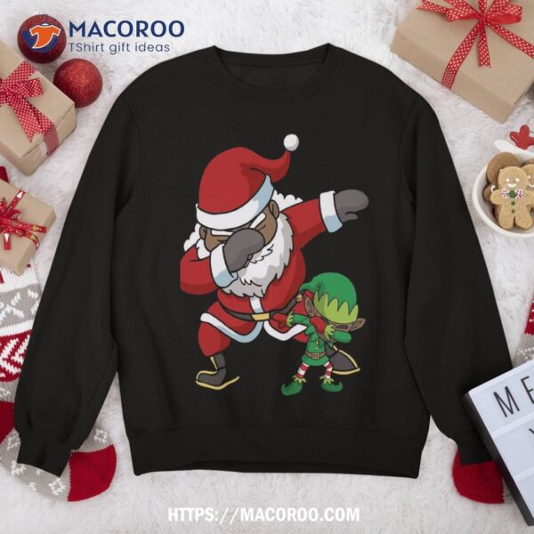 Christmas Black African American Dabbing Santa Claus Elf Dab Sweatshirt