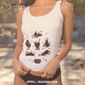 Christmas Black Cat Santa Hat Shirt