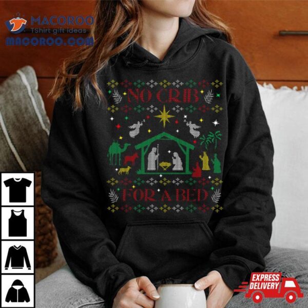 Christmas Carol Away In A Manger No Crib Christian Jesus Manger Shirt