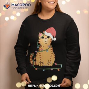 christmas cat orange tiger tabby xmas hat kawaii cute funny sweatshirt sweatshirt 2