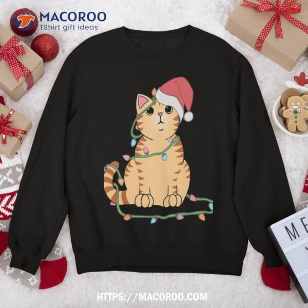 Christmas Cat Orange Tiger Tabby Xmas Hat Kawaii Cute Funny Sweatshirt