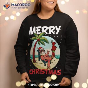 christmas costume beach palm trees reindeer holiday santa claus sweatshirt sweatshirt 2