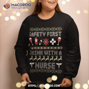 christmas nurse drinking alcohol wine ugly sweater sweatshirt sweatshirt 2