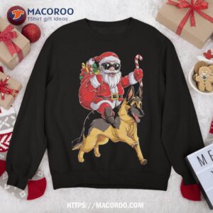 Christmas Santa Claus Riding German Shepherd Xmas Boys Dog Sweatshirt