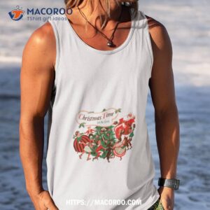 christmas time in action with dancing santa claus shirt tank top