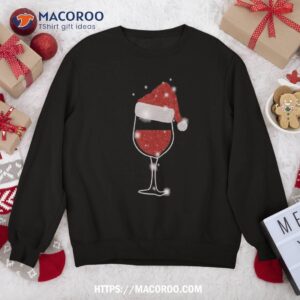 Christmas Wine Sweatshirt Glass Of Red Santa Hat