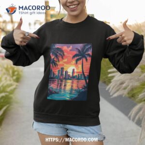 city beach sunset palms poster shirt sweatshirt