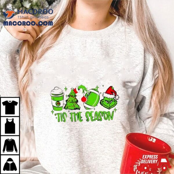 Coffee Christmas Football Grinch Tis The Season Shirt