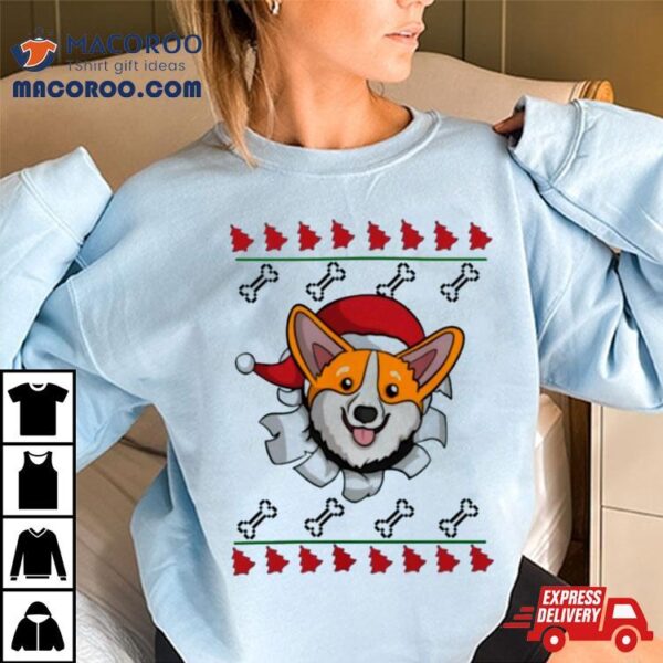 Corgi Surprise Ugly Christmas Shirt