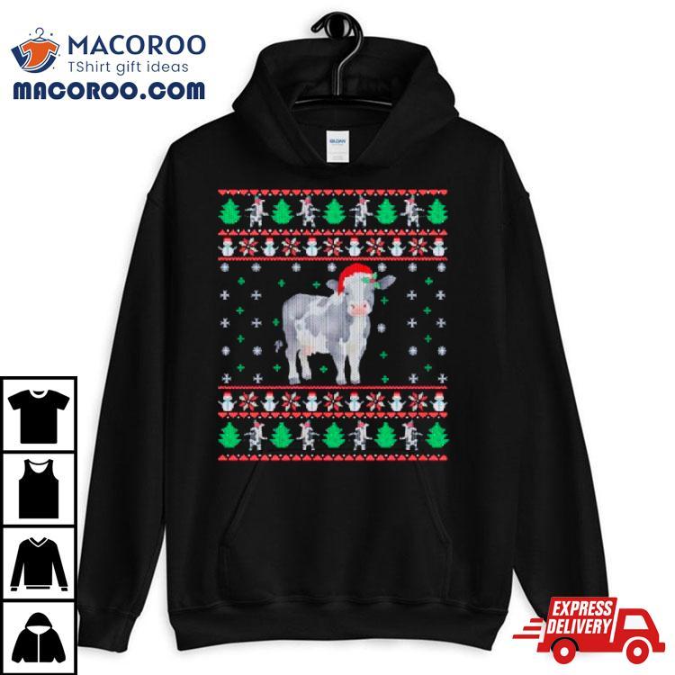 Cow Santa Hat Ugly Christmas Shirt Cow Santa Hat Ugly Christmas Shirt