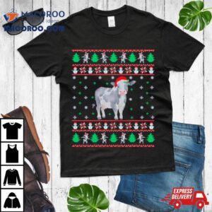 Cow Santa Hat Ugly Christmas Shirt