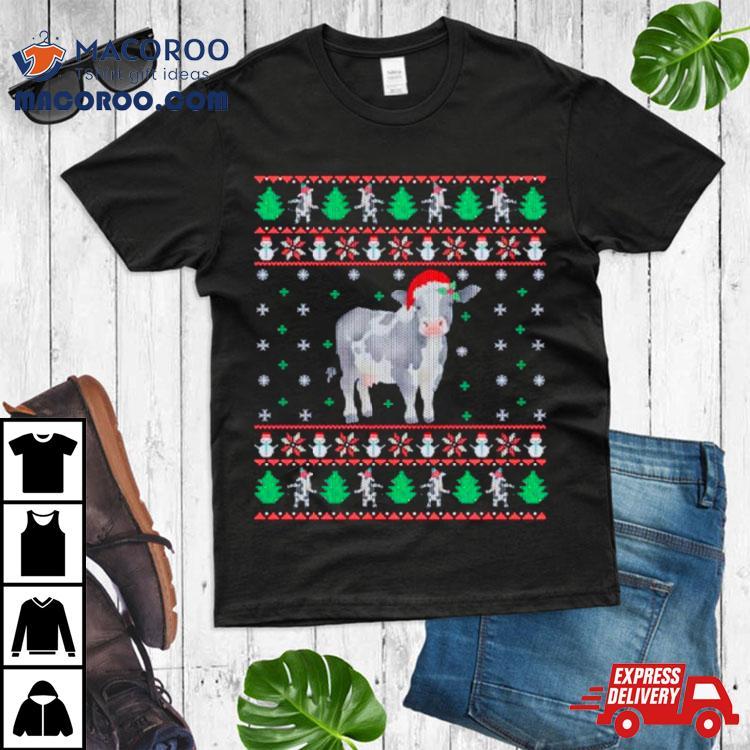 Cow Santa Hat Ugly Christmas Shirt Cow Santa Hat Ugly Christmas Shirt