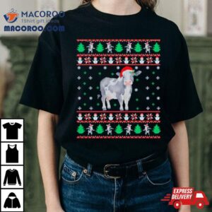 Cow Santa Hat Ugly Christmas Shirt 2 Cow Santa Hat Ugly Christmas Tshirt
