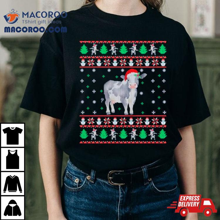Cow Santa Hat Ugly Christmas Shirt Cow Santa Hat Ugly Christmas Shirt