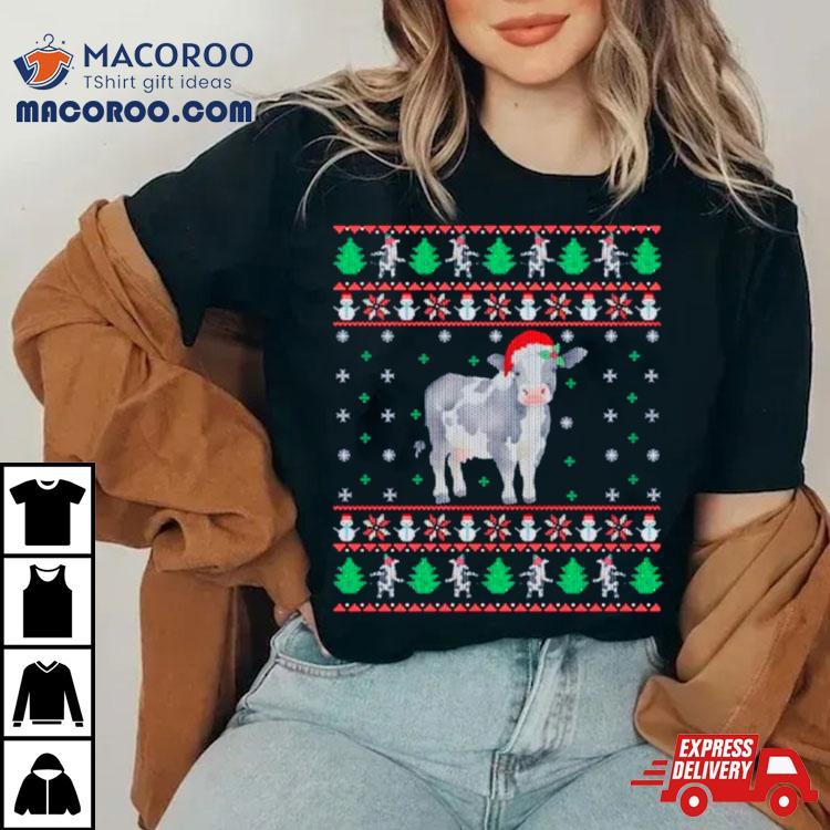 Cow Santa Hat Ugly Christmas Shirt Cow Santa Hat Ugly Christmas Shirt