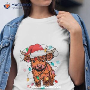 Cow With Santa Hat Christmas Shirt