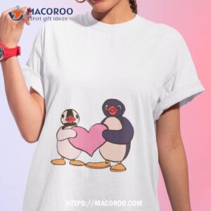 Cute Pingu And Pinga Penguin Holding Heart Shirt