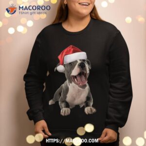 cute pit bull shirt santa hat image funny dog christmas gift sweatshirt sweatshirt 2