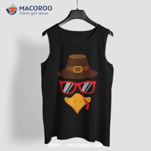 cute turkey face shirt boys kids glasses thanksgiving tank top