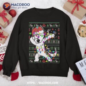 Dabbing Husky Fairy Lights Ugly Christmas Sweater Costume Sweatshirt