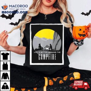 Dad And Son Outdoor Campfire Mountain Camping Tshirt