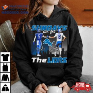 David Montgomery And Jared Goff Sundays Are For Lions Signatures Tshirt