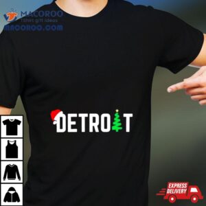 Detroit Happy Holidays Michigan Santa Hat Merry Christmas Tshirt