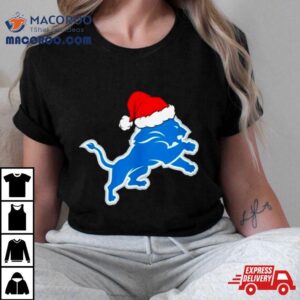 Detroit Lions Logo Santa Hat Christmas Tshirt