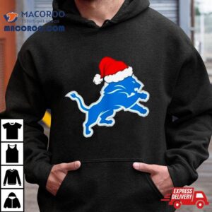 Detroit Lions Logo Santa Hat Christmas Tshirt