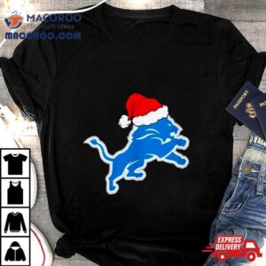 Detroit Lions Logo Santa Hat Christmas Tshirt