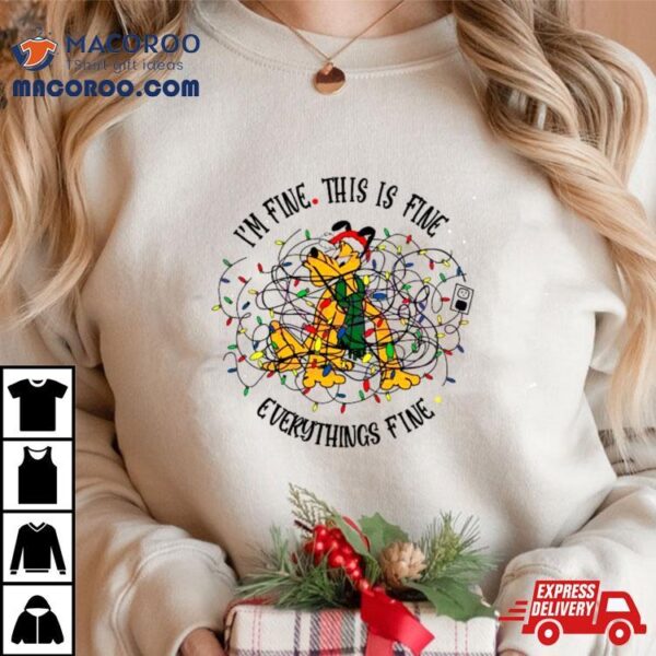 Disney Pluto Is Fine Everythings Fine Christmas Light Shirt