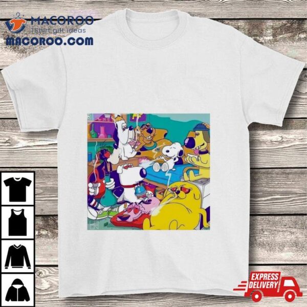 Dogs Cartoon Characters Smoke Shirt