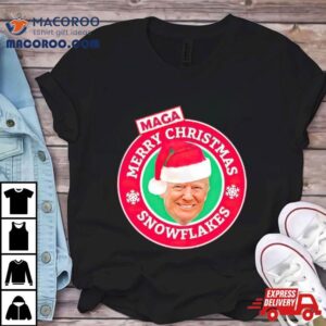 Donald Trump Maga Merry Christmas Snowflakes Tshirt