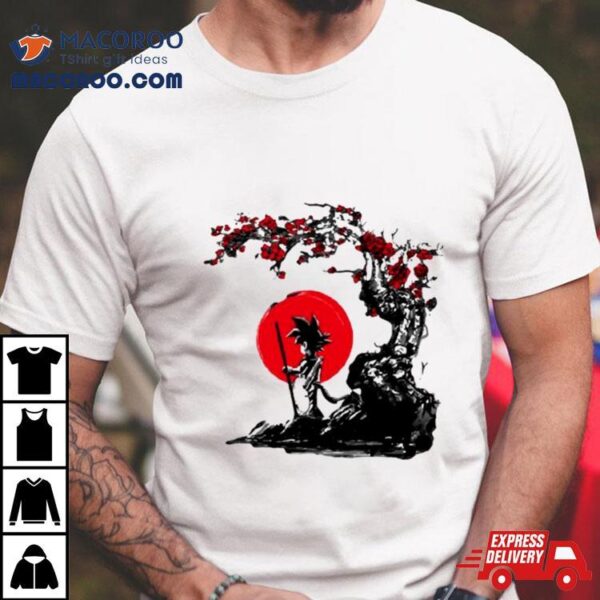 Dragon Ball Cherry Blossom Red Sun Japanese Anime Shirt