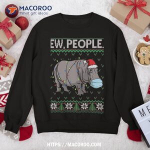 ew people hippo mask santa hippopotamus ugly christmas sweatshirt sweatshirt