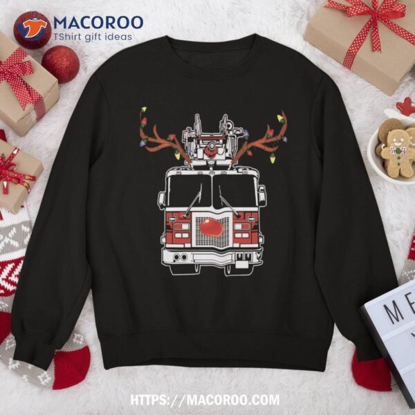 Firefighter Reindeer Sweatshirt Funny Christmas Ride Shirt