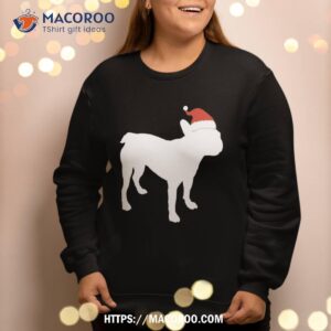 french bulldog christmas wearing santa hat silhouette gift sweatshirt sweatshirt 2