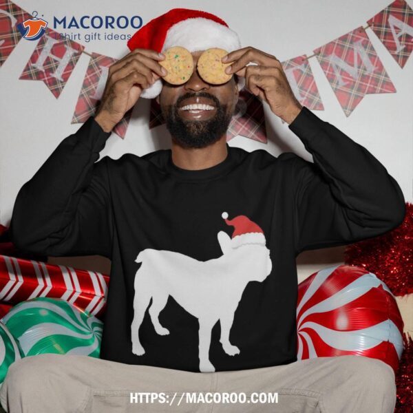 French Bulldog Christmas Wearing Santa Hat Silhouette Gift Sweatshirt