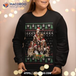 funny basset hound christmas lights ugly sweater xmas sweatshirt sweatshirt 2