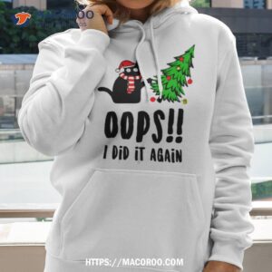 Funny Black Cat Christmas Tree Oops I Did It Again Britney Spears Shirt