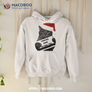 Funny Cat Knock Down Xmas Tree Hoodie