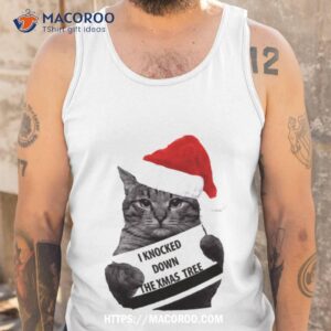 Funny Cat Knock Down Xmas Tree Tank Top