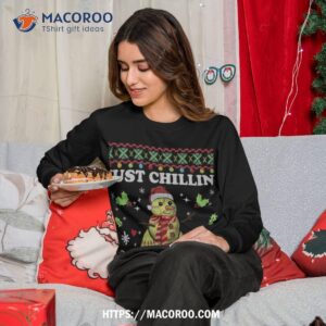 Funny Chillin’ Snowman Softball Ball Ugly Christmas Sweater Sweatshirt
