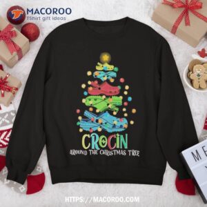 funny crocin around the xmas tree gift sweatshirt sweatshirt