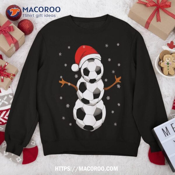 Funny Football Gifts For Boys Girls Christmas Snowman Soccer Sweatshirt