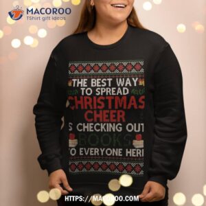 funny holiday librarian christmas cheer ugly sweater sweatshirt sweatshirt 2