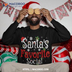 funny xmas lighting santa s favorite social worker christmas sweatshirt sweatshirt 3