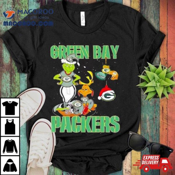 Green Bay Packers Grinch And Max Nfl Ornament Christmas T Shirt